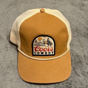 Coors Cowboy‎ Patch Trucker Hat Tan Mesh Snapback Retro NWT